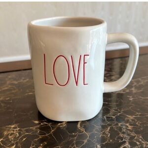Rae Dunn White Mug with Red 'LOVE' Design